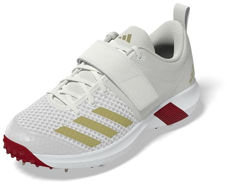 adidas Adipower Vector, Zapatos de críquet Hombre, Cloud White/Gold Metallic/Pure Ruby, 47 1/3 EU