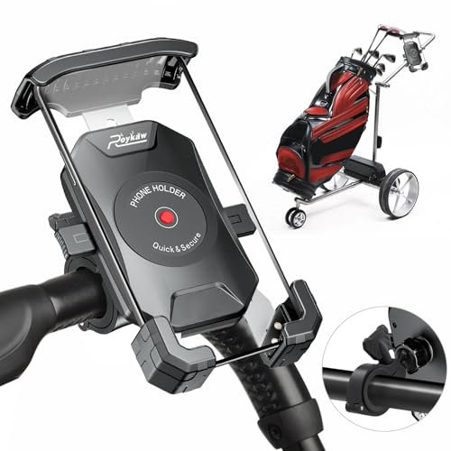 Roykaw Golf-Handyhalterung, kompatibel mit Caddytek, Clicgear, Sun Mountain, Rovic, Caddy, Tasche Boy, Golf-Push-Cart-Zubehör für Handys, vollständiger Silikon-Schutz, 360° drehbar