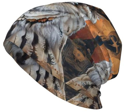 JEJEA Beanie-Mütze mit Eulen-Motiv, warm, gestrickt, weich, hautfreundlich, für Damen und Herren, Schwarz, Schwarz , Einheitsgröße