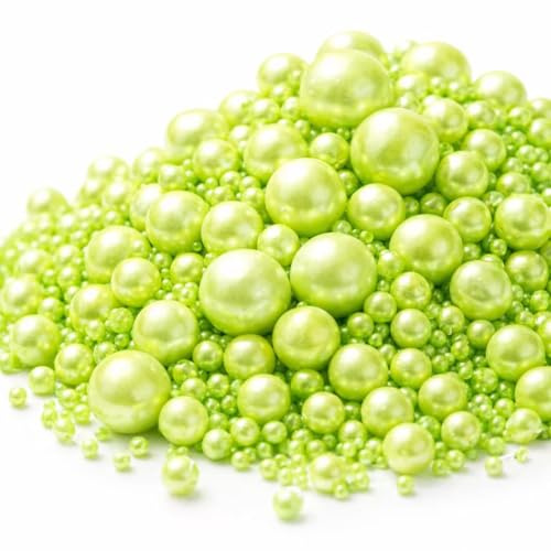 Lozadia 100g Easter Edible Sprinkles Metalic Pearl Sprinkles Of Pearl Sugar Cake Sprinkles, Edible Cake Decorations, Sugar Balls for Cupcake Cakes Sprinkle On Birthday Wedding Party (Fresh Green)