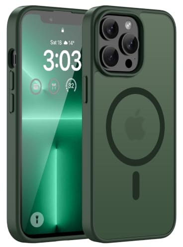 ORDA Magnetische für iPhone 13 Pro Max Hülle, Grün | Kompatibel mit MagSafe, Durchscheinend Rückseite, Matt Handyhülle, Stoßfest Kratzfeste Schutzhülle
