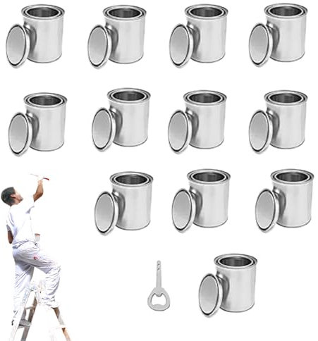 Leeres Farbglas - 0,5 -Liter, 12x Metall, leere mutmaßliche Dosen, für Kunsthandwerk, Projekte, Pittates, Lackeimer mit Deckel | Lagerbehälter mit gestrichenen Größe, Leere Farbgläser mit Deckel