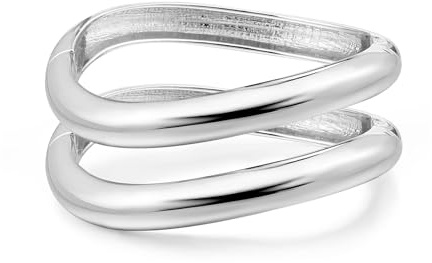 RIXERKOC 2Pcs Bracciale Rigido Oro per Donna, Braccialetti Irregolare in Acciaio Inox Lucidato con Cerniera Bracciale Grosso Impilabile Regalo di Compleanno Natale San Valentino