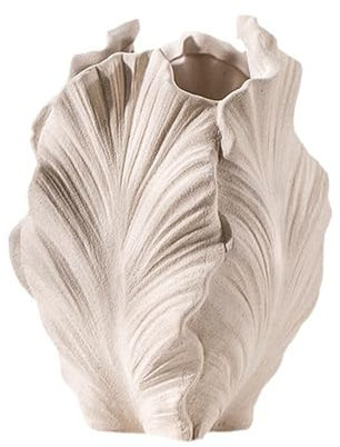 HdjjLtor Deko Vase in Korallen-Optik, Porzellan Ideal Für Frische Getrocknete Blumen Wohn-Accessoire Tischschmuck,Weiß