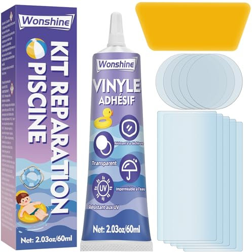 Kit Réparation Piscine, Kit Réparation Spa Gonflable, Rustine Liner Piscine Étanche, pour Piscine, Spa Gonflable, Matelas Pneumatiques, Bouées, Structures Gonflables (60ml 1 Unité) (Frpvcw12025)
