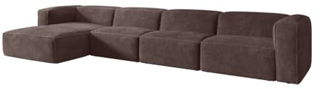 Luxusbetten24 Designer Sofa Comfy L Maxi in Cord Braun Links