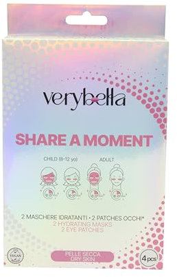 Very Bella Share A Moment Box – Coffret cadeau d'auto-soins avec 1 masque facial pour adulte, 1 masque facial pour adolescents et 2 paires de patchs pour les yeux – Kit de spa amusant et relaxant pour