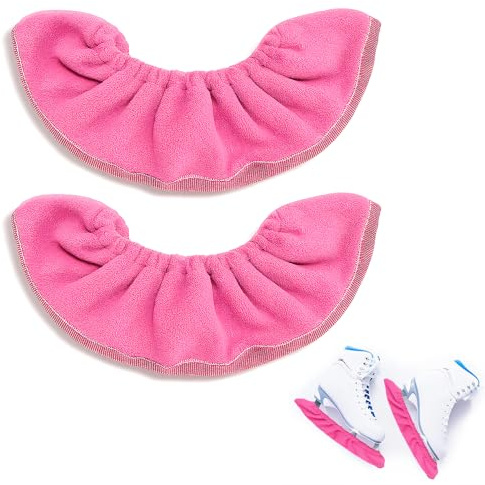 Sariputa Protezione per pattini da ghiaccio, protezione per pattini da hockey su ghiaccio, calze elastiche per pattini da ghiaccio e pattini da ghiaccio (rosa)