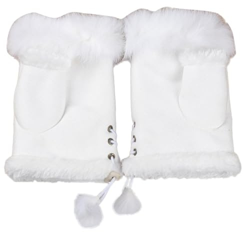 Generisch Handschuhe Fingerlose Damen,Damen Winter Warme Kunstpelz Halbfinger Handschuhe Fingerlose Fäustlinge Geschenk