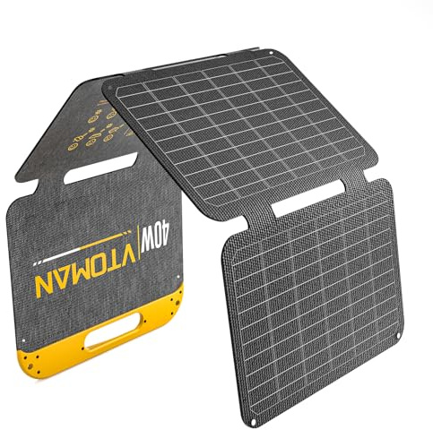 VTOMAN VS40 Portable Solar Panel 40W 13.9V, 25% High Efficiency Foldable | Solar Panel /IP67 Waterproof,Type-C USB-A Connectors,PD30W ,Light Weight for Phone,Power banks,Flashlights
