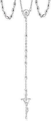 Hochwertiger Silber 925 Rosenkranz Mit Kreuzanhänger 50cm