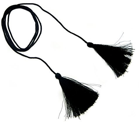 Hand®-Satz von 4 schwarzen seidigen Polyester doppelte enden Quasten mit String Kordel - 127 cm lang