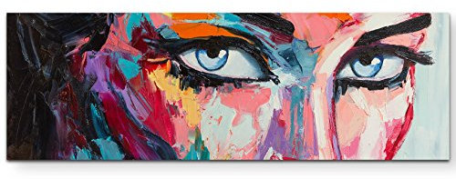Paul Sinus Art Leinwandbilder | Bilder Leinwand 120x40cm abstraktes Portrait – Frau