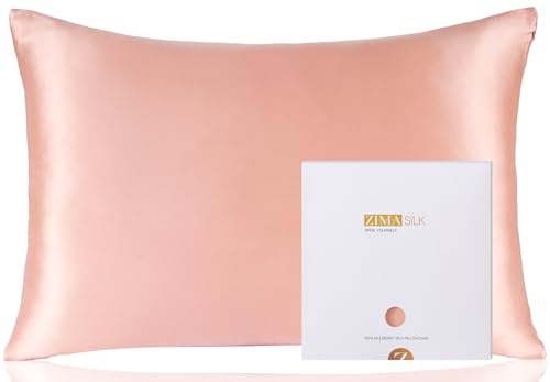 ZIMASILK 100% Mulberry Silk Pillowcase for hair and skin, 50x75 cm, Coral | Both Sides 19 Momme Premium Grade 6A Silk, Soft & Smooth, 600 Thread Count, Hidden Zipper, Gift for Women Men，1pc