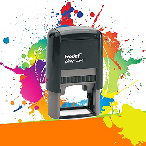 Trodat Printy 4941 - Professioneller Selbstfärbestempel mit 6 Zeilen zur Personalisierung – Textplatte 41 x 24 mm Inklusive