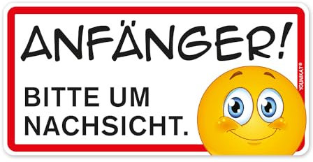 younikat Fahranfänger Geschenk zum Führerschein I Magnet 20 x 10 cm I Anfänger! Bitte um Nachsicht I Motiv Smile I wetterfest magnetisch I kfz360