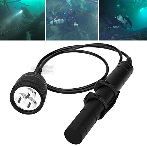 Sicherheit von DF05 3000LM Primärkanister -Tauchlicht, 3 LEDs Scuba Tauch -Taschenlampe Unterwasser 150M Torch mit 1M Kabel für professionelles Tauchen / Höhlentauchen (Batterien nicht enthalten)