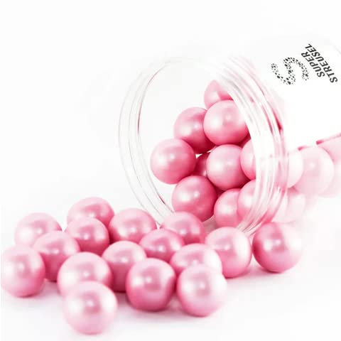 Super Streusel XL Knusperkugeln Rosa, 5cm Ø 130g | Schokoladen Kugeln Tortendeko mit Crunch Kern umhüllt von zarter Schokolade | Schokokugeln Backen | Perlen Tortendeko Kugeln Kuchendekoration …