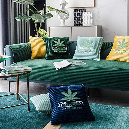 Suuki Sofaschoner Sofa werfen slipcover Studie,Winter Plüsch Sofakissen Schonbezug,einfarbige rutschfeste Sofabezug für Stoffcouch/Ledersofa,Armbezüge,Rückenlehnenhandtuch-Dunkelgrün_70 * 70 cm