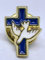 GTBITALY 90.036.21 Brosche Pins Kreuz Taube Pace Pax Spirito Heilig Gold Glitzer Blau Hand 1,5 cm