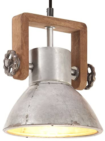 vidaXL Hängelampe Industriestil Pendelleuchte Deckenlampe Pendellampe Industrielampe Deckenleuchte Hängeleuchte Lampe Leuchte 25W Silbern Rund 19cm E27