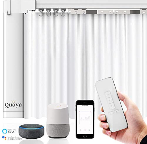 Quoya QL600 Binario elettrico intelligente per tende, motore motorizzato, lunghezza del binario regolabile, compatibile con Alexa, Google, Siri, Apple Watch (QL600, fino a 3 metri)