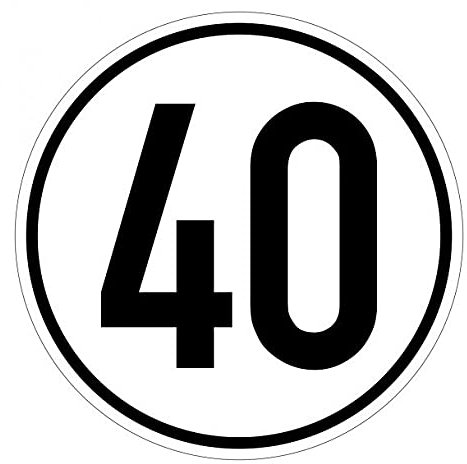 Aufkleber Geschwindigkeits-Schild 40 km/h Folie gemäß StVZO § 58 | Ø5-30cm Made in Germany, Größe: Ø5 cm