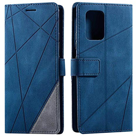 SONWO Hülle für Samsung Galaxy S10 Lite, Premium Leder PU Handyhülle Flip Case Wallet Silikon Bumper Schutzhülle Klapphülle für Galaxy S10 Lite, Blau