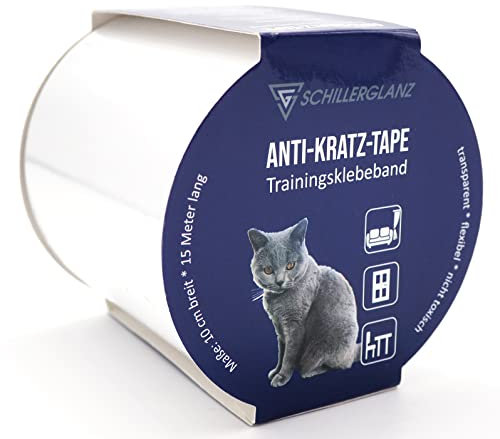 Schillerglanz Katzen Anti Kratz Tape 15m(10cm x 15m), Kratzschutz Trainingsklebeband Möbelschutz Katzenerziehung Übungsband Oberflächenschutz Möbel Couch Sofa Schutz