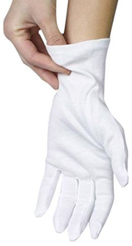 ANSMIO Baumwollhandschuhe, Stoffhandschuhe aus 100% Baumwolle, Trikothandschuhe, Weiche Schutzhandschuhe, Weiß (3 Paar weiß, L)