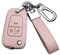 HIBEYO Autoschlüssel Hülle passt für Opel Schutzhülle Schlüsselhülle Rindsleder Cover für Opel Vauxhall Astra Insignia Vectra Corsa Zafira Key Fob Fall Schlüsselbox Klappschlüssel-3tasten Rosa