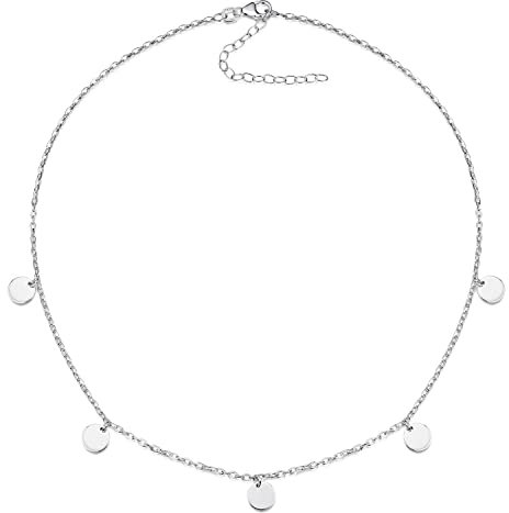 Materia Plättchen Kette Silber 925 Damen Collier rhodiniert 38-43cm CO-42-Silber