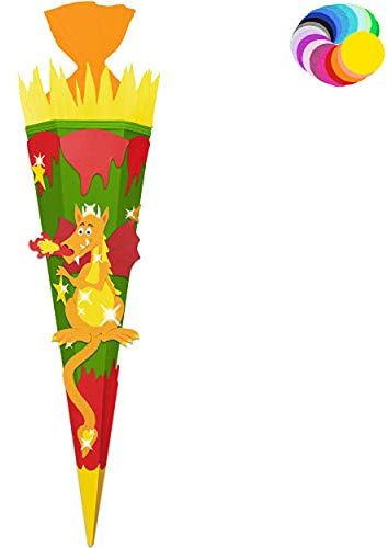 alles-meine.de GmbH Bastelset - Schultüte Farbe & Größe wählbar 70/85 / 100 cm - Drache - Farbe frei wählbar - Bastelschultüte - Zuckertüte zum selber Basteln Bemalen Bekle..