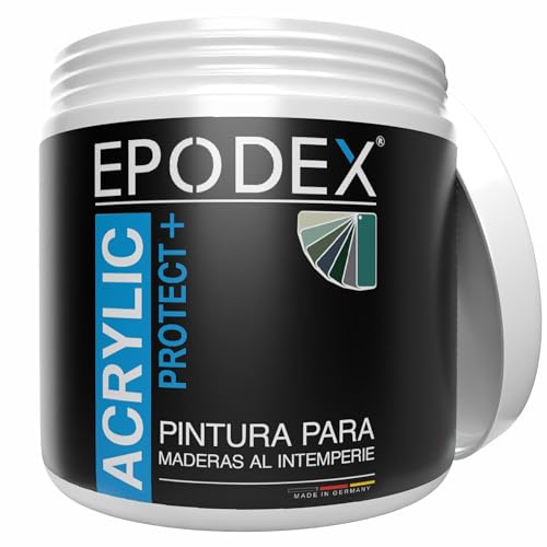 EPODEX ACRYLIC PROTECT+ Pintura para Madera - Gris plata Pastel | Pintura Protectora para Madera Interior y Exterior, Resistente a la Intemperie, Antigoteo, 1kg (8m² por una capa)
