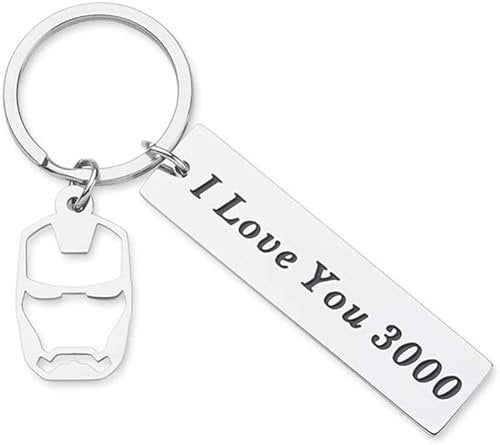 HOKIAMCN I Love You 3000 Keychain for Boyfriend Girlfriend Gift Dad Father Mother Girly Comic Movie Inspired Gift Fan Gift Couples Keychain for Husband Wife Son Daught Birthday