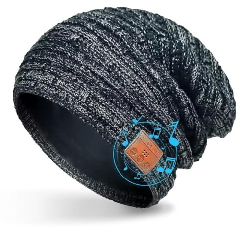 COTOP Mütze Bluetooth Herren, Winter Beanie mit Kopfhörer, Warme Fleece Strickmütze für Ski, Laufen, HD-Musik Hut, Geschenk Männer Damen in Weihnachten (Schwarz)