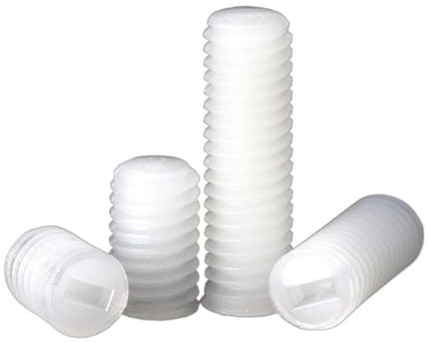 SLOYCA 50 Stück M3 M4 M5 M6 M8 Weiße Nylon-Kunststoff-Schlitzkopf-Gewindestifte mit Flacher Spitze Madenschrauben (Color : 50pcs, Size : M4 x 10mm)
