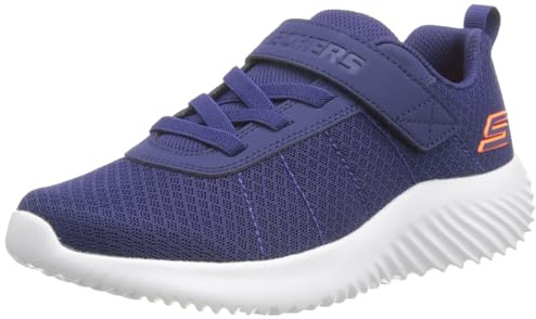 Skechers Boy's Bounder Baronik Sneakers, Navy Textile / Synthetic / Orange Trim, 9.5 UK Child
