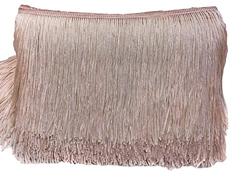 10cm x 5m Fransenborte Fransenbordüre Fransenband Dekoband Tanzfransen Schnittfranse Seide Quaste Fransen-Borten Bänder zum Nähen,DIY Basteln,Kleidung Dessous Kostüme Vorhänge Dekoration,Aprikose