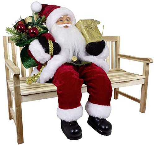 Christmas Paradise Sitzender Weihnachtsmann 30cm Deko-Figur Kantenhocker (Modell Thoralf)