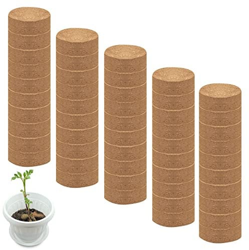 Blumenerde für Gemüse | 30 mm expandierende komprimierte Kokos-Pellet-Faser-Erde Ausgangsmischung | 50 Stück Pflanzdünger für drinnen, draußen, Bonsai, Kräuter, Blumen und Gemüse Niktule