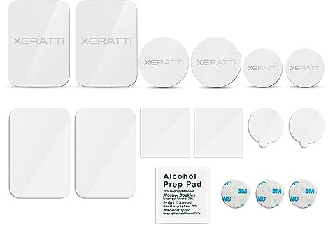 Xeratti 16 Piece Metal Plate Phone Accessories Pack, Premium Ultra Thin Metal Plates for Magnetic Phone Mounts, Car Phone Holders (White)