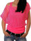 ELFIN Damen Netzshirt Netztop Netzhemd 80er Jahre Outfits Karneval Fasching Motto Party Tops Netzoberteil Sommertops, Neonpink, M