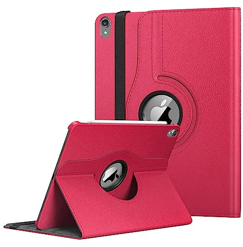 Um 360° drehbare Leder-Schutzhülle mit Standfunktion für Apple iPad 10. Generation 10,9 Zoll (2022) und Modellnummern sind A2757, A2777, A2696 (Pink)