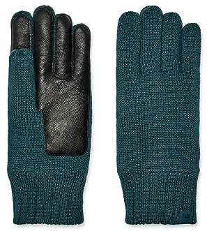 UGG Knit Smart Handschuhe mit leitfähiger Lederhandfläche und recyceltem Mikrofellfutter, Teich LG-XL, Teich, Large-X-Large