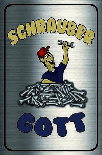 AGDeko® Blechschild Schrauber Gott Werkzeug Größe 30x20 cm