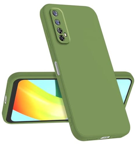 Longstong Funda Compatible con Realme 7 (4G) (6.5), Delgada Antigolpes Personalizada Diseño Minimalista - Verde Matcha