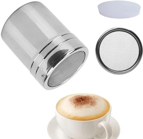 Flour Shaker, Chocolate Shaker Dispenser, Stainless Steel Sprinkles Powder Set, Fine Mesh Flour Duster for Kitchen, Drinks and Baking