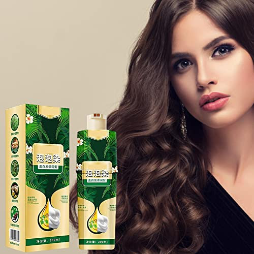 Sofortiges dunkelbraunes Haarfärbe-Shampoo, pflanzliche natürliche Inhaltsstoffe, organische dunkelbraune Haarfarbe, 100 dunkelbraune Deckkraft, langanhaltendes Unisex-Farbshampoo, 300 ml