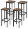 RELAX4LIFE Tabouret de Bar Lot de 4, Tabouret Haut Industriel avec Cadre Métallique, Chaise Haute Bar avec Repose-Pieds, Assise 65 CM, Charge 150KG pour Café Salle à Manger Cuisine